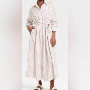 Universal Thread Striped Cream Shirt Dress